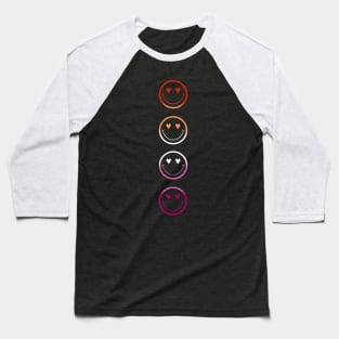 Lesbian Pride Flag Smileys Baseball T-Shirt